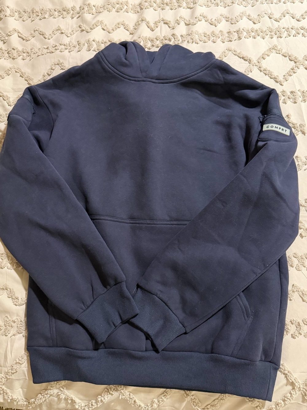 Comfrt Navy Pullover Travel Hoodie with Side and Pouch Pockets